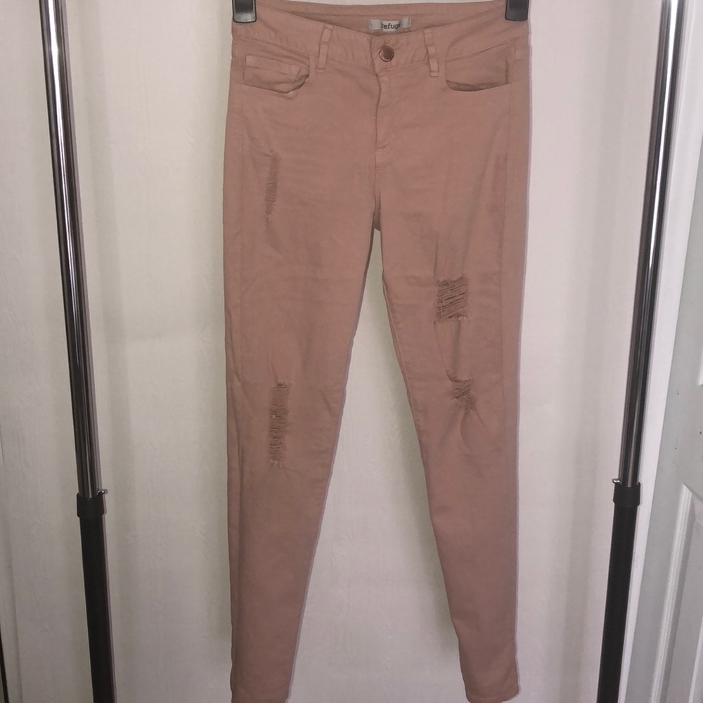 Blush Distressed Skinny Jeans